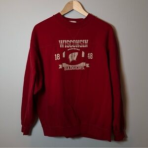 Wisconsin Badgers Crewneck‎ Men’s L Red Sweatshirt Pullover ESPN U NCAA Football